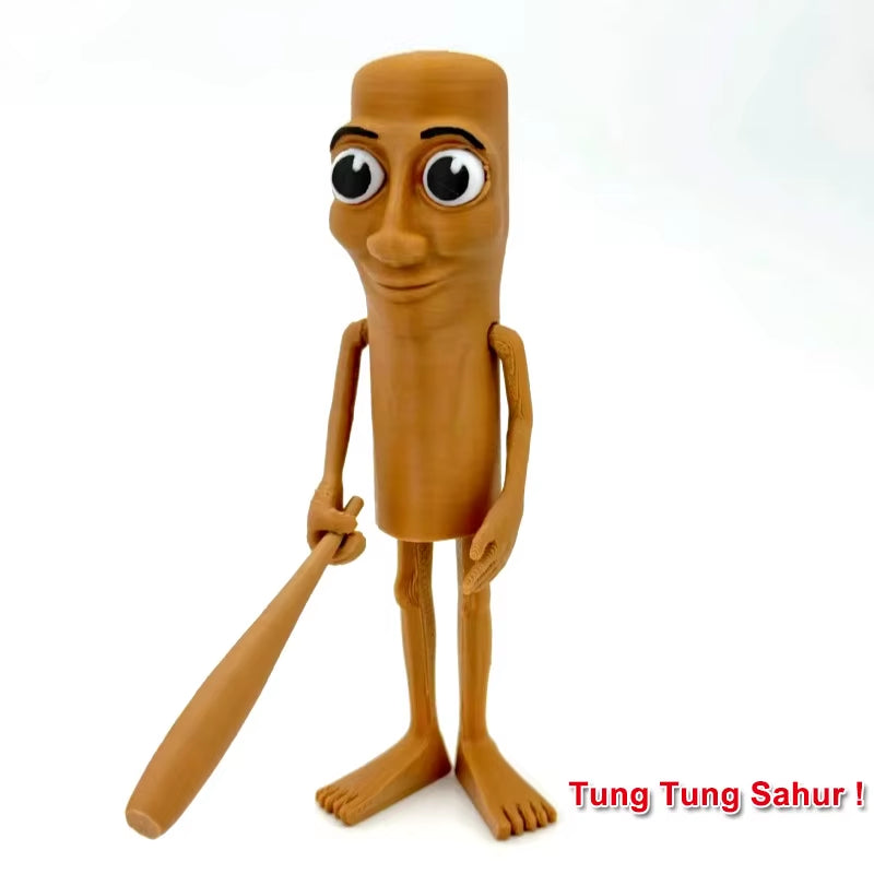3D Printed Stick Figurine Creative Desktop Decor Ornament Tung Tung Sahur Handcrafts with Movable Arms Stick Figure Keychain