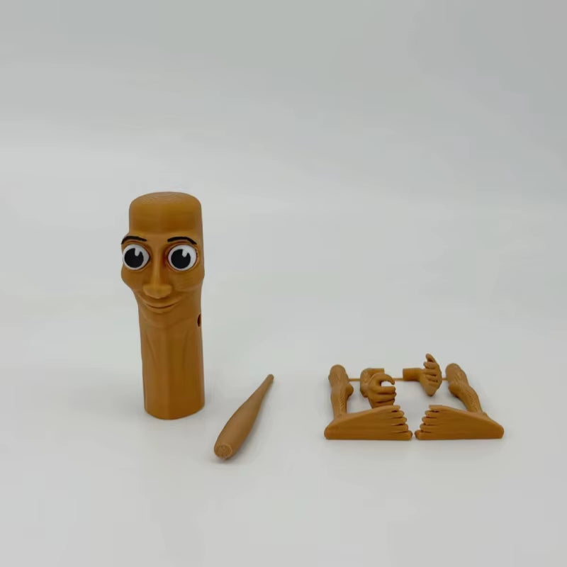 3D Printed Stick Figurine Creative Desktop Decor Ornament Tung Tung Sahur Handcrafts with Movable Arms Stick Figure Keychain